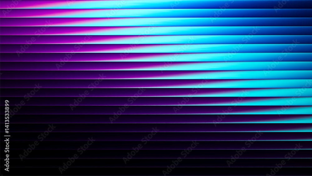 Poster futuristic neon gradient pattern with horizontal glowing lines blending smooth and radiant colors. m