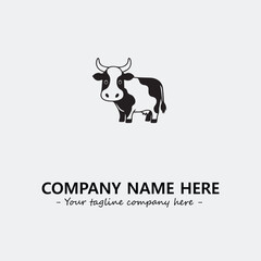 Cow illustration black and white for logo company vector image
