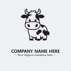 Cow illustration black and white for logo company vector image
