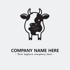 Cow illustration black and white for logo company vector image
