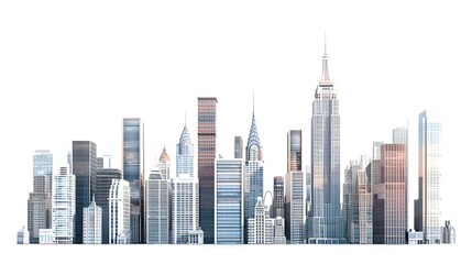 Modern skyscrapers isolated on white background for architectural designs