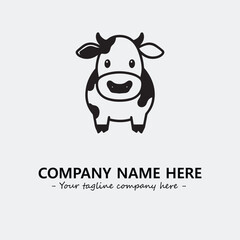 Cow illustration black and white for logo company vector image
