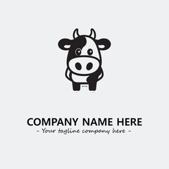 Cow illustration black and white for logo company vector image
