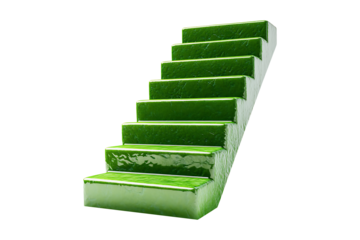 Green up arrow stairs isolated on transparent background