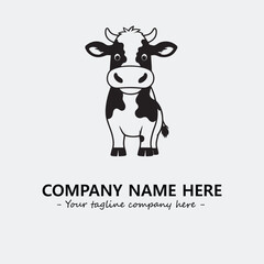 Cow illustration black and white for logo company vector image
