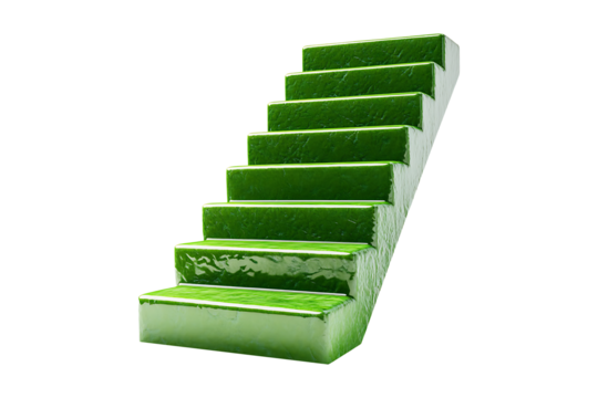 Green up arrow stairs isolated on transparent background
