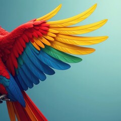Obraz premium Colorful bird wing illustration with feather textures, feathers, colorful