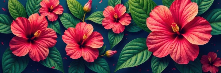 Colorful hibiscus leaves with intricate patterns , green, orchid