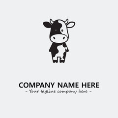 Cow illustration black and white for logo company vector image
