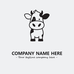 Cow illustration black and white for logo company vector image
