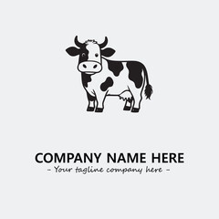 Cow illustration black and white for logo company vector image

