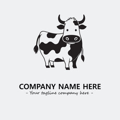 Cow illustration black and white for logo company vector image
