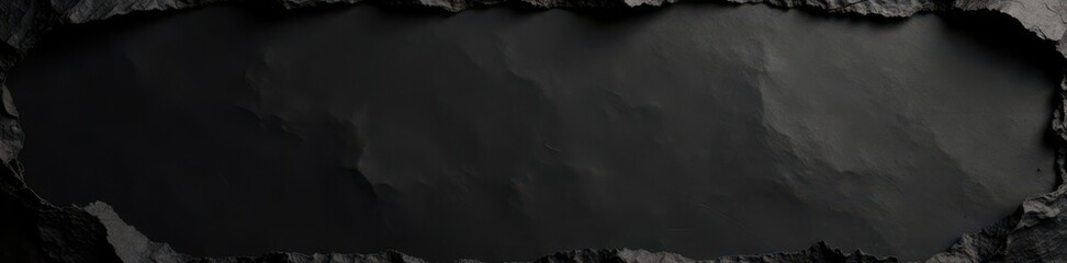 Vintage black paper with creased folds and torn edges, paper texture, newsprint texture