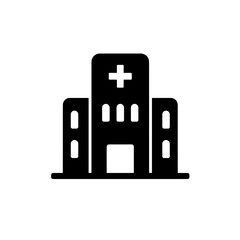 Obraz premium Hospital building silhouette icon in black and white style 