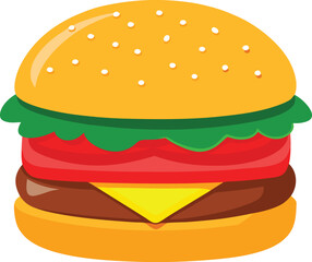 Photorealistic Juicy Beef Cheeseburger Fast Food Studio Shot With Vibrant Colors.