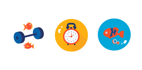 Craft blue fish and animal nature, intertwined with food, ecology, environment, tropical natural healthy lifestyle, exercise supplements, well-being, body, and modern design style, are central to