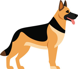 Tan Black German Shepherd Digital Pet Portrait Clean Design.