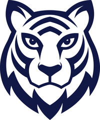 Tiger Face Logo Minimalist Design with Sleek Curves and Fierce Eyes.