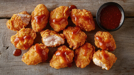boneless chicken wings dipped in buffalo and bbq sauce