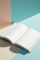 A minimalist design featuring plain white or colored pages with a subtle grid pattern for image insertion , page layout, frameless