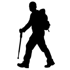 Hiker man silhouette vector isolated on white background