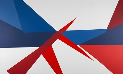 abstract composition using only the colors red, white, and blue