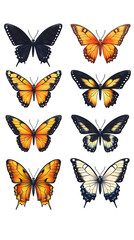 Collection Of Colorful Butterflies On Transparent Background Illustration
