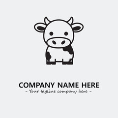 Cow illustration black and white for logo company vector image
