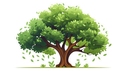 Lush Forest Deciduous Tree in Abstract Design with Leaves - Nature Woodland Concept