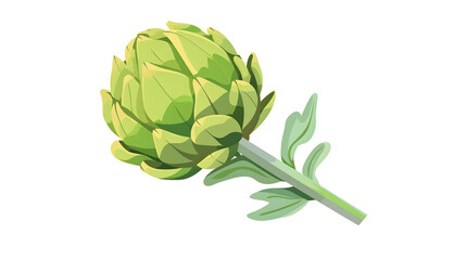 Obraz premium Organic Fresh Artichoke on Stem: Raw Green Vegetable in Natural Setting