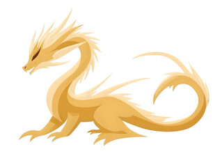 Golden Dragon Illustration Isolated on Transparent Background