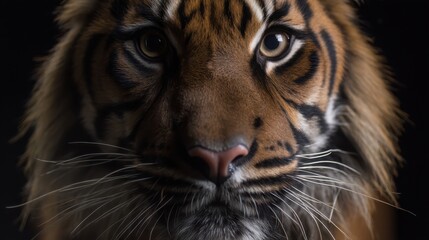 Tiger Eyes Closeup Intense Green Gaze, Wild Fur Pattern and Facial Markings, Jungle Predator Macro Portrait, Expressive Big Cat Focus, Nature Power in Detail