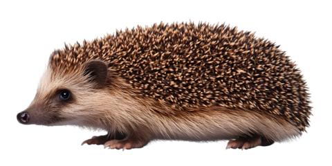 Photo Of A Single Brown Hedgehog with Spikes Isolated on Transparent Background