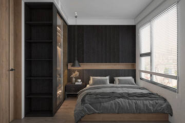 modern bedroom, luxury hotel room. 3d render