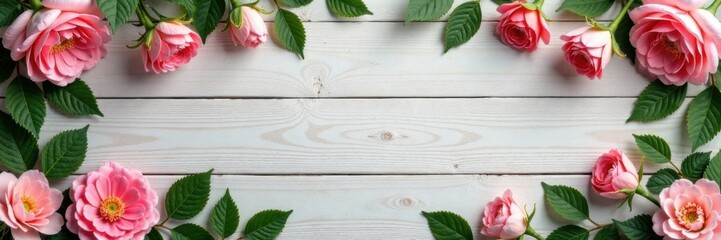 Pastel pink floral banner hanging on a wooden wall with greenery , nature, banner, decorations