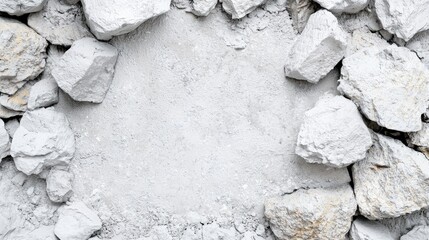 White stone texture frame background high angle view minimalist design element