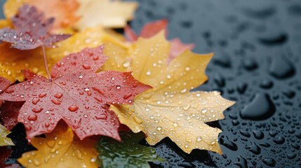Vibrant autumn leaves close up natural background image
