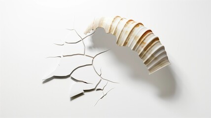 Naklejka premium Photorealistic image of a cracked shell with shadow on a white background