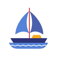 Fototapeta premium Vector sailboat icon in blue colors on a white background 