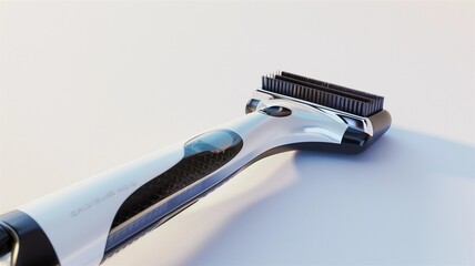 Photorealistic image of a automatic pet hair remover with soft white backdrop