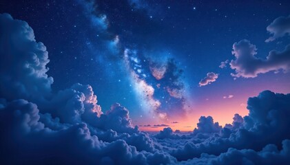 Obraz premium Starry night sky with swirling clouds, starry night, astronomy