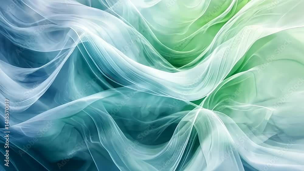 Poster swirling waves of translucent fabric dance in the light, creating an ethereal scene full of movement