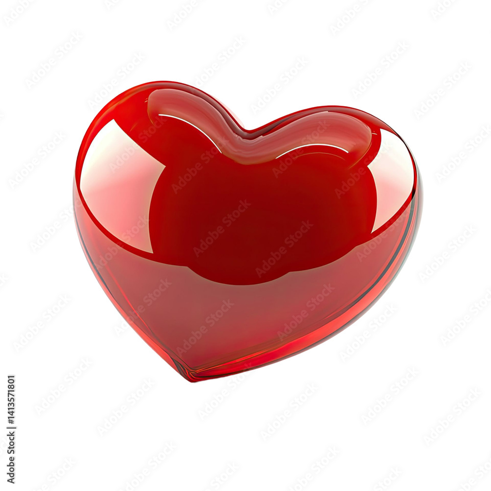Poster red glossy heart shaped object with transparent borders set against a black background creating a fl