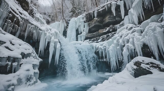 Captivating view of Shilong Gorge ice waterfall - isolated nature landscape shot