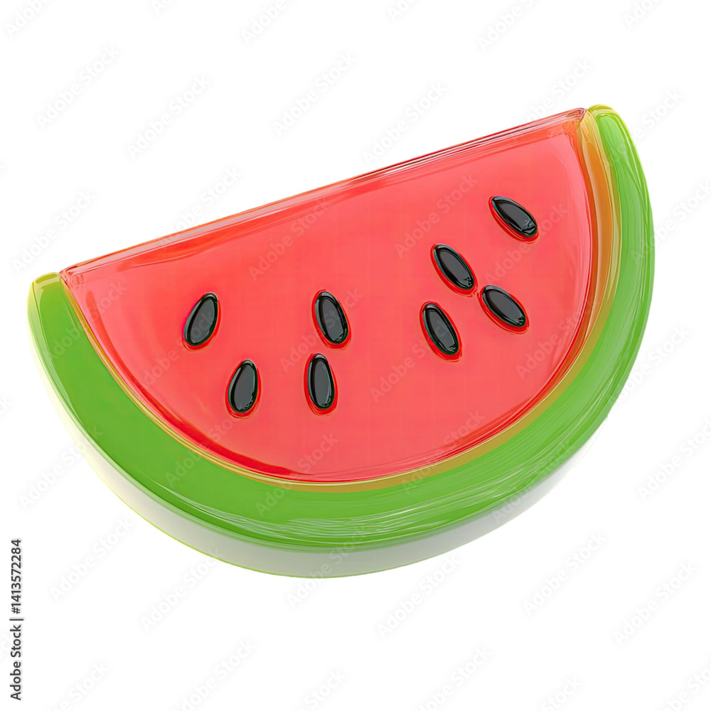 Poster a rendered image of a melon slice with glossy textures against a transparent background perfect for 