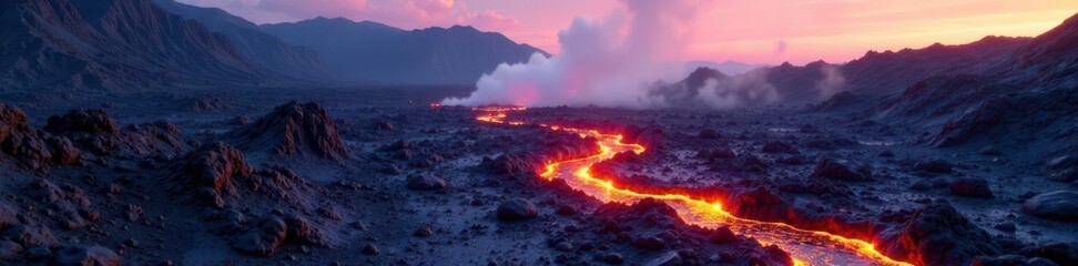 Fototapeta premium Volcanic landscape with lava flows and gradient textures, volcano, texture