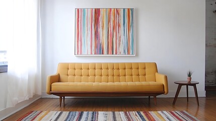 Mid century cozy modern living room with sofa