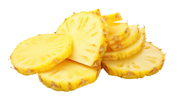 Juicy Sliced Pineapple on transparent background