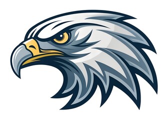 Fototapeta premium Eagle Head Illustration: A striking illustration of an eagle head, portraying strength and freedom, with intense gaze, the illustration represents power and majesty.