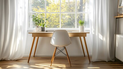 Modern home office by window